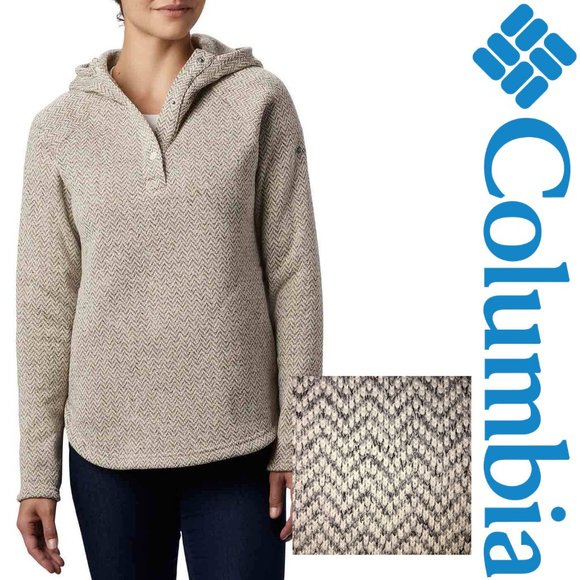 Columbia Tops - Columbia Hoodie - Darling Days II Pullover, Chevron, Zigzag, Fleece, Cream, Gray